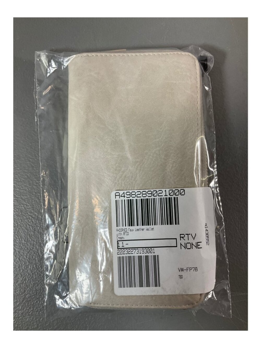 Adorned RFID Wallet - Unisex Faux Leather Cream Color with RFID Protection